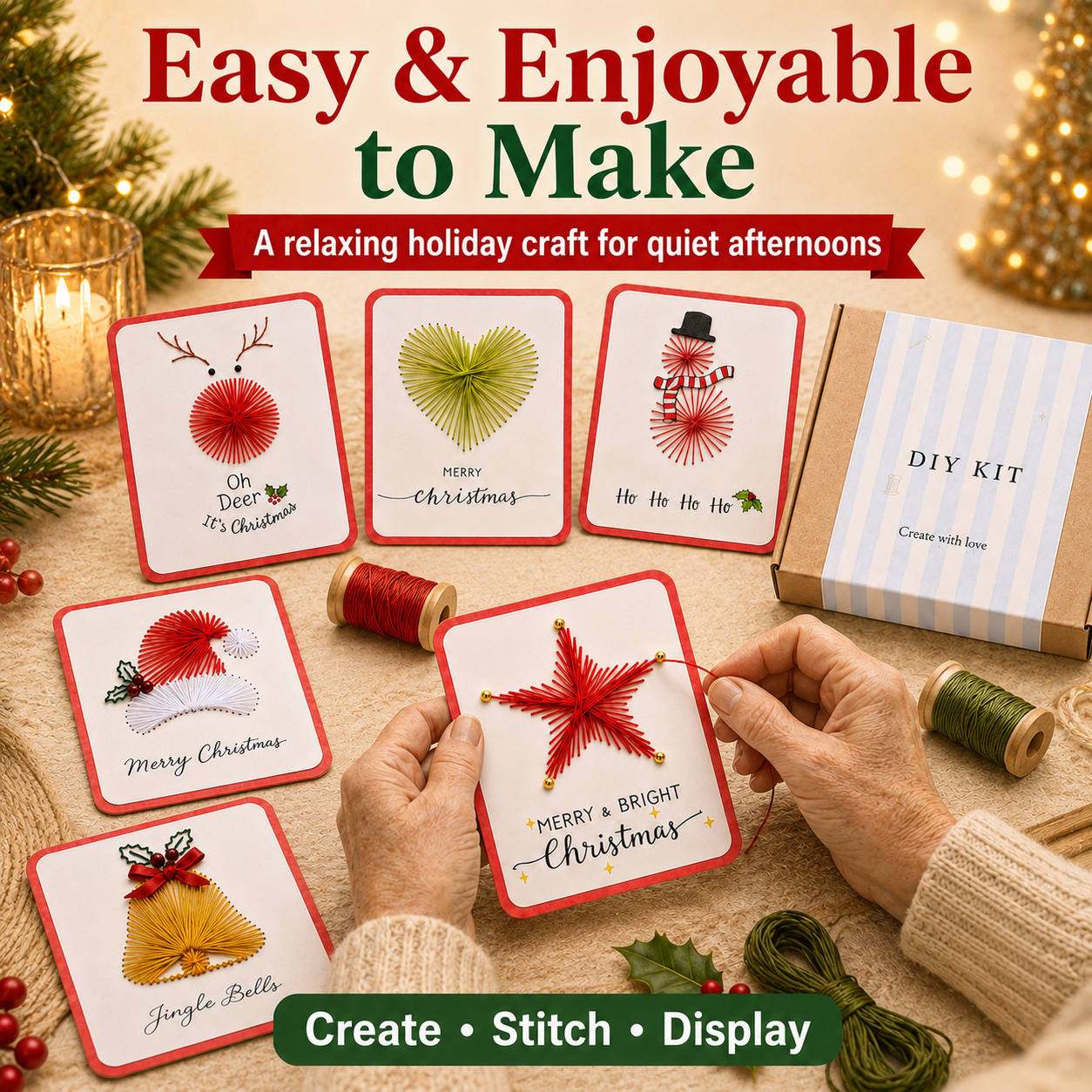 Easy Christmas Thread Card Craft