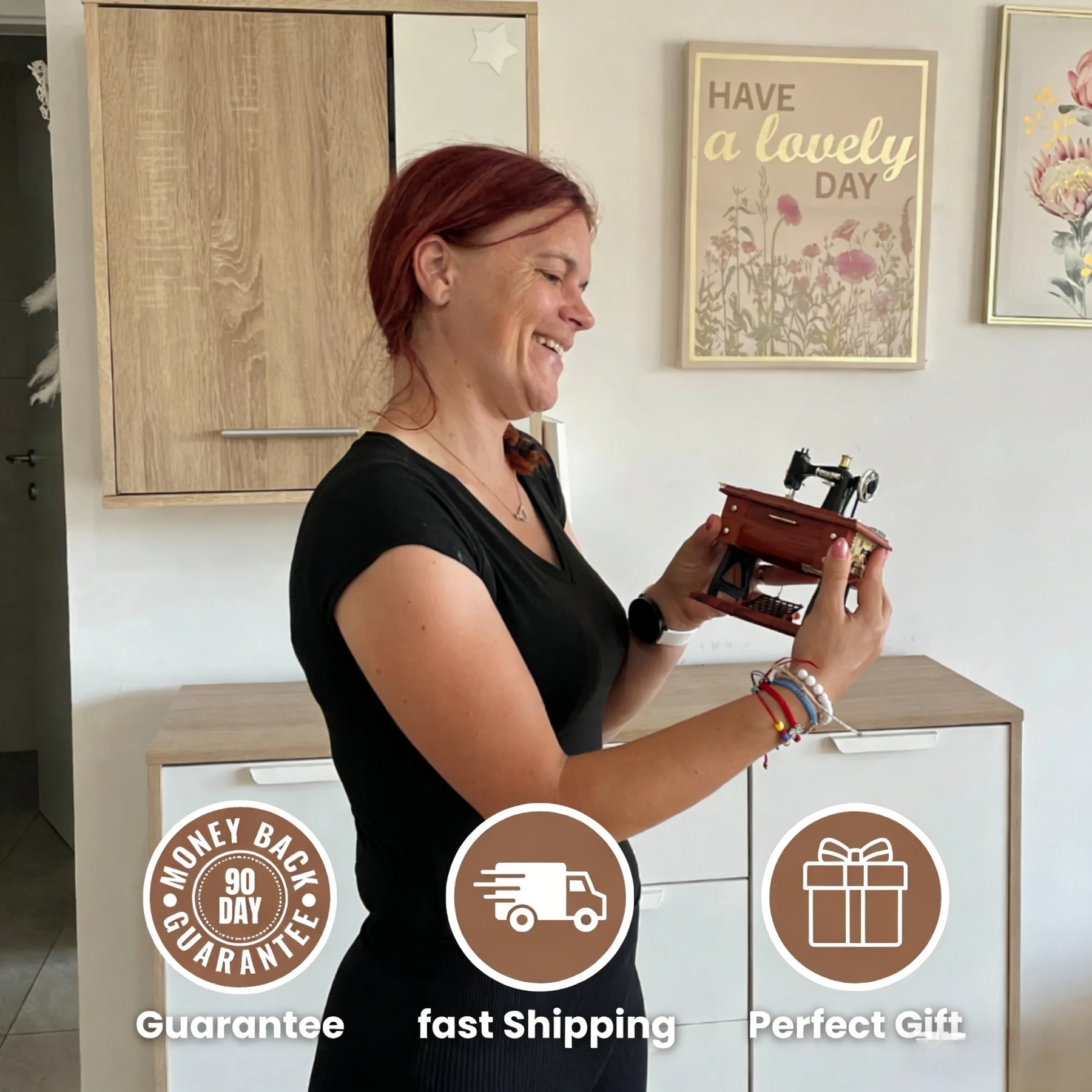 Sewing Machine-Shaped Music Box