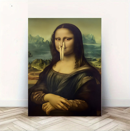 🔥2025 Christmas Hot Sale🎁 Mona Lisa Holding Nose Bathroom Canvas Art