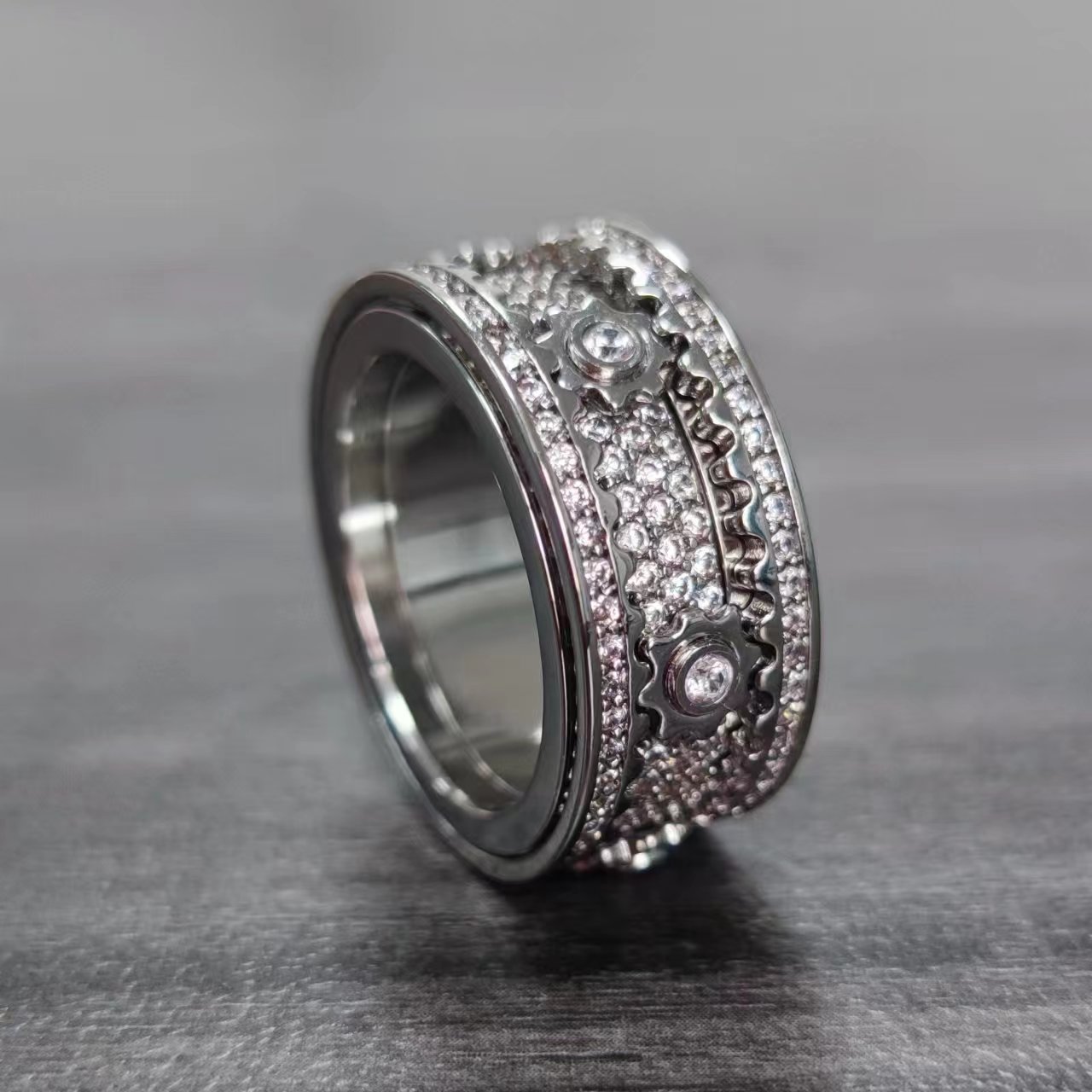 🎁 925 Sterling Silver Personalized Stress Reducing Rotatable Gear Ring 💎