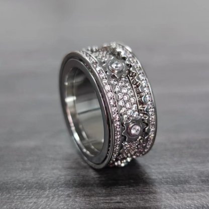 🎁 925 Sterling Silver Personalized Stress Reducing Rotatable Gear Ring 💎
