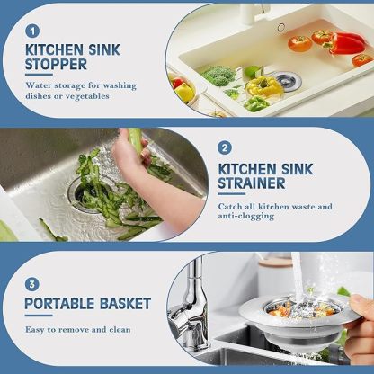 🔥LAST DAY 49% OFF-Upgraded 3 in 1 Kitchen Sink Drain Strainer