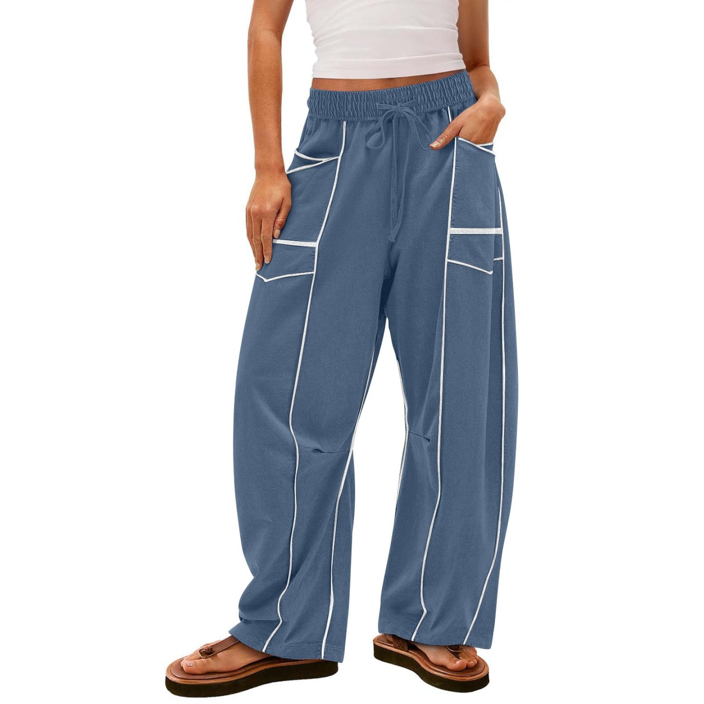 $10 off—this week only!🔥Womens Baggy Barrel Pants Wide Leg Lounge Drawstring Sweatpants with Pockets
