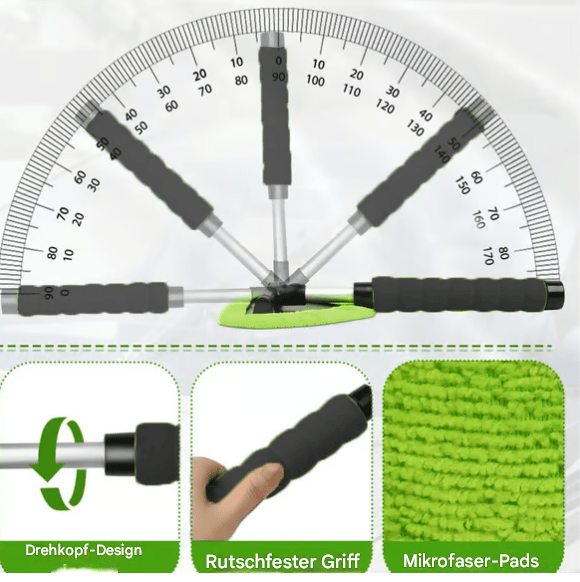 🔥Microfiber Car Windshield Cleaning Tool with Extendable Handle