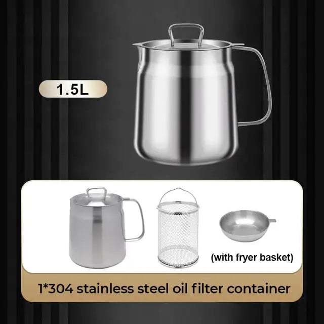 ✨2 - in - 1 304 Stainless Steel Multifunctional Oil Strainer Pot 👍
