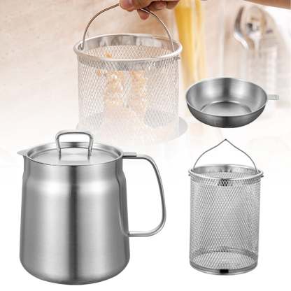 ✨2 - in - 1 304 Stainless Steel Multifunctional Oil Strainer Pot 👍