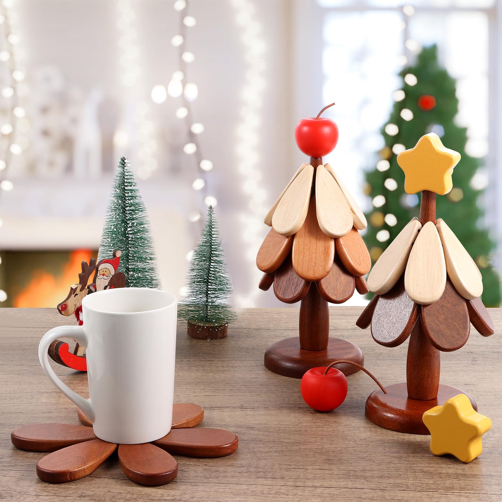 🤚🎁Natural Wooden Tree Trivets for Hot Dishes