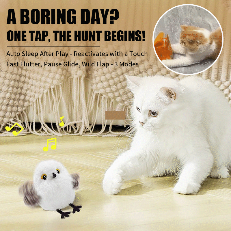 Flapping Bird Cat Toy – USB Rechargeable & Motion‐Activated Chirping Bird