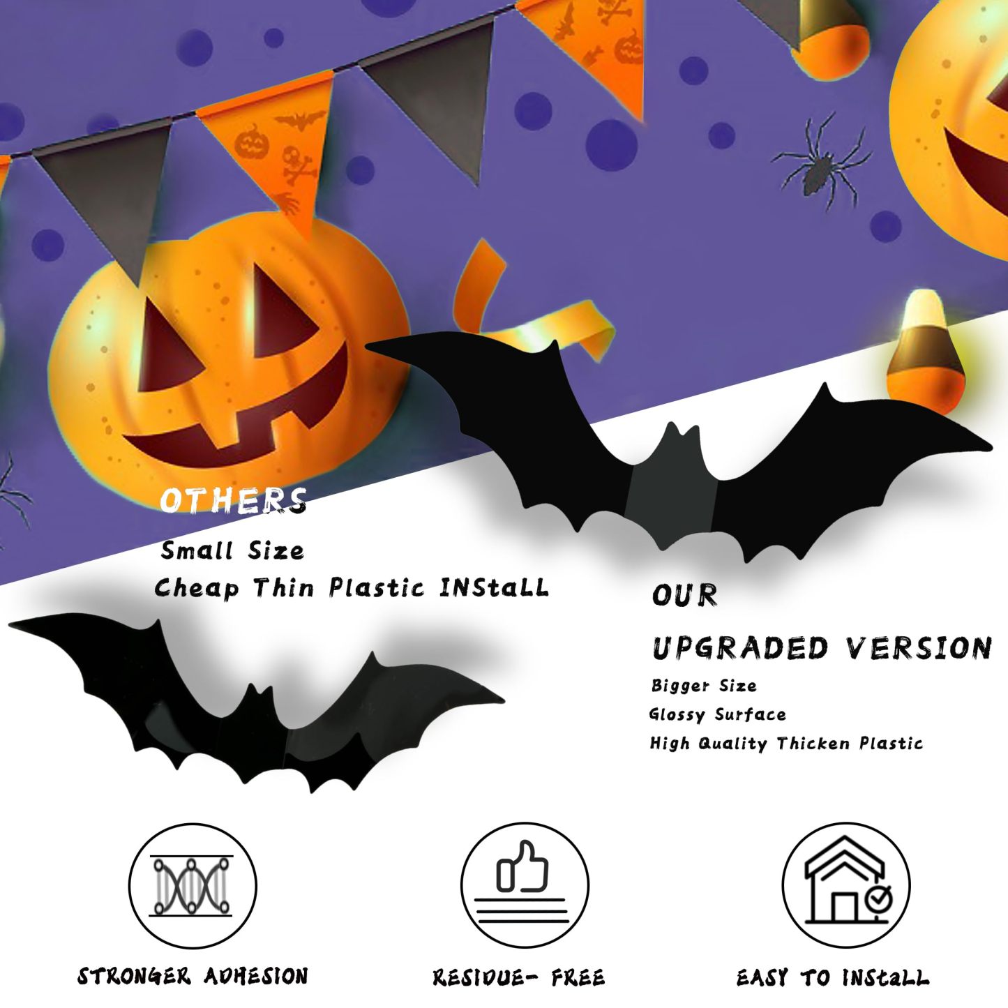 🎃2025 Halloween Must-Have🦇: 3D Bat Light Decoration Set