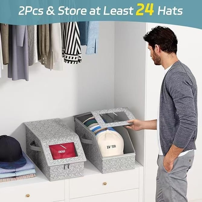 🎉🎉Stackable Hat Storage Boxes for Baseball Caps