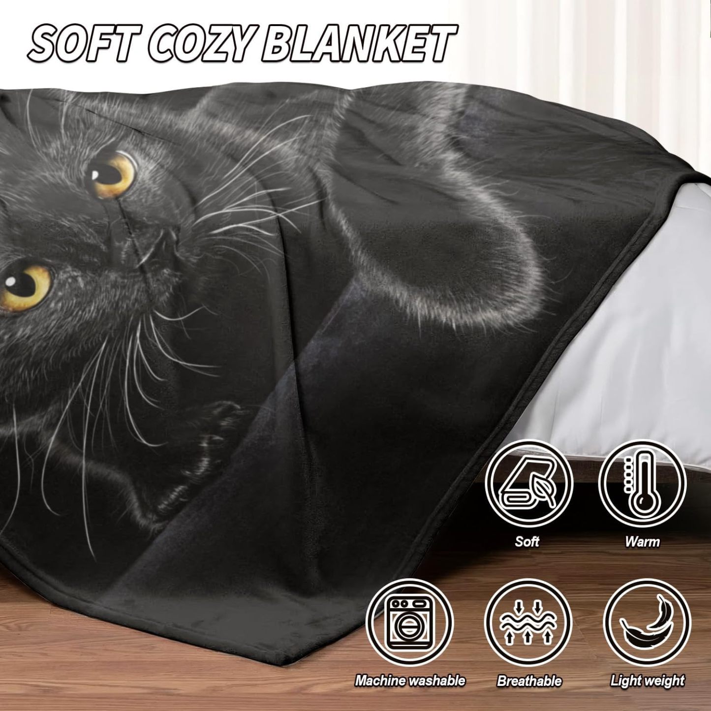 💥LAST DAY SALE 49% OFF🔥 - Black Cat Print Flannel Blanket