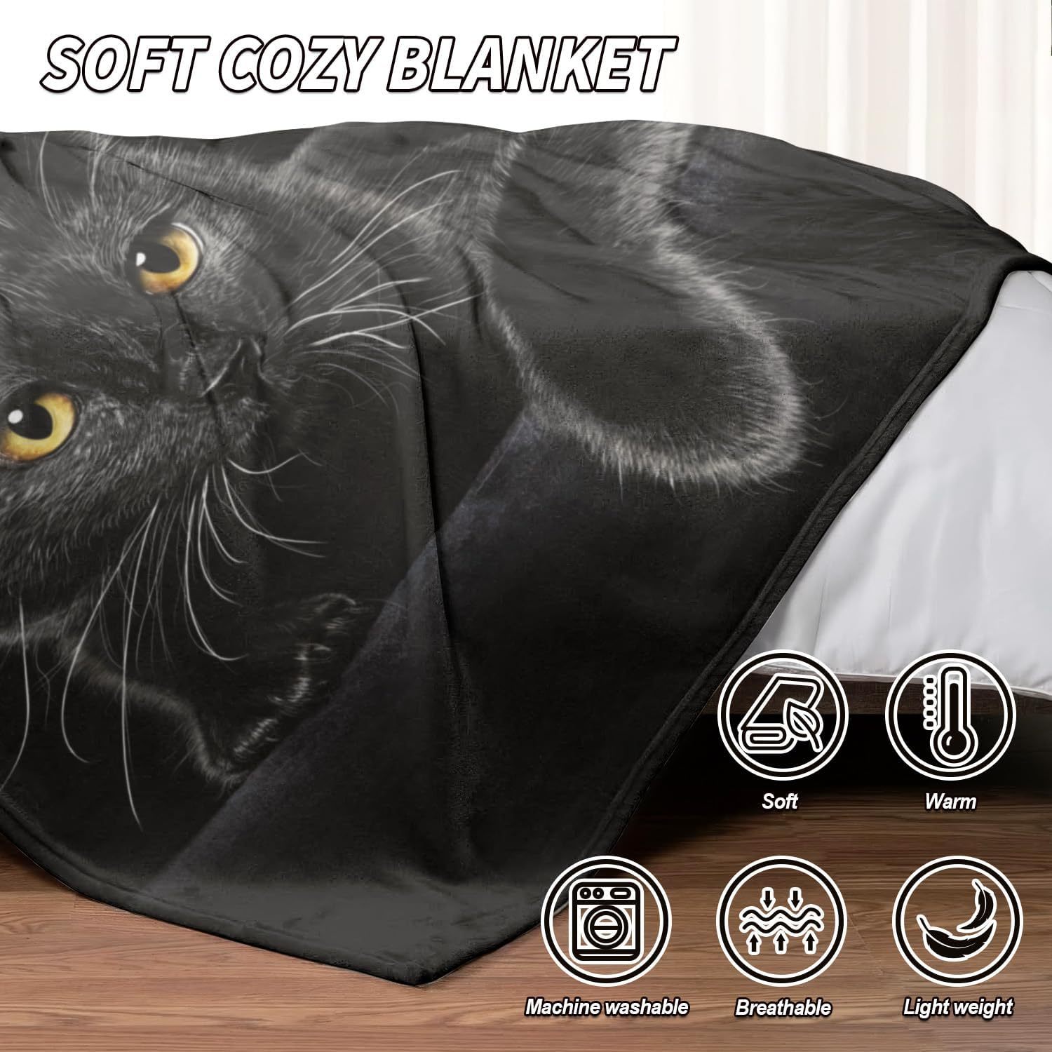 💥LAST DAY SALE 49% OFF🔥 - Black Cat Print Flannel Blanket