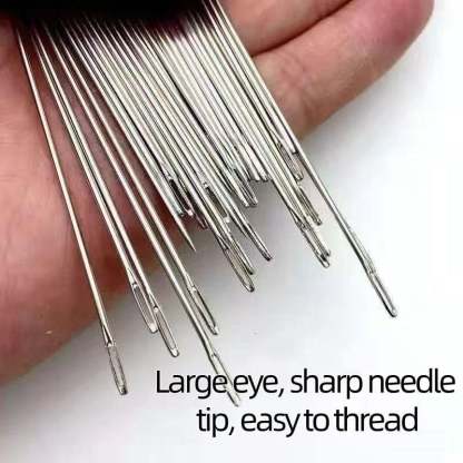 🧵34PCS Big Eye Steel Needles Set ✨Long & Thin Handmade Quilting & Sewing Needles Kit for DIY Sewing Projects