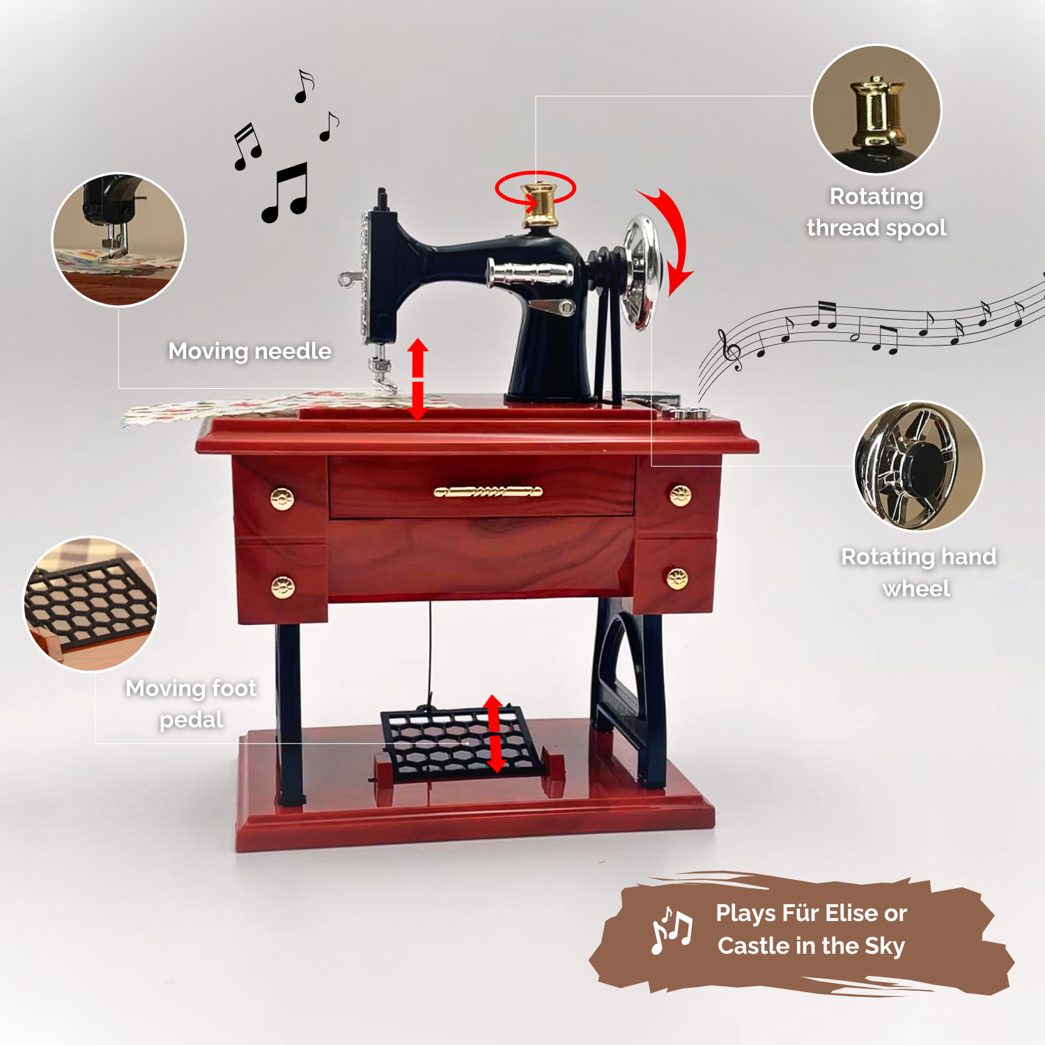 Sewing Machine-Shaped Music Box