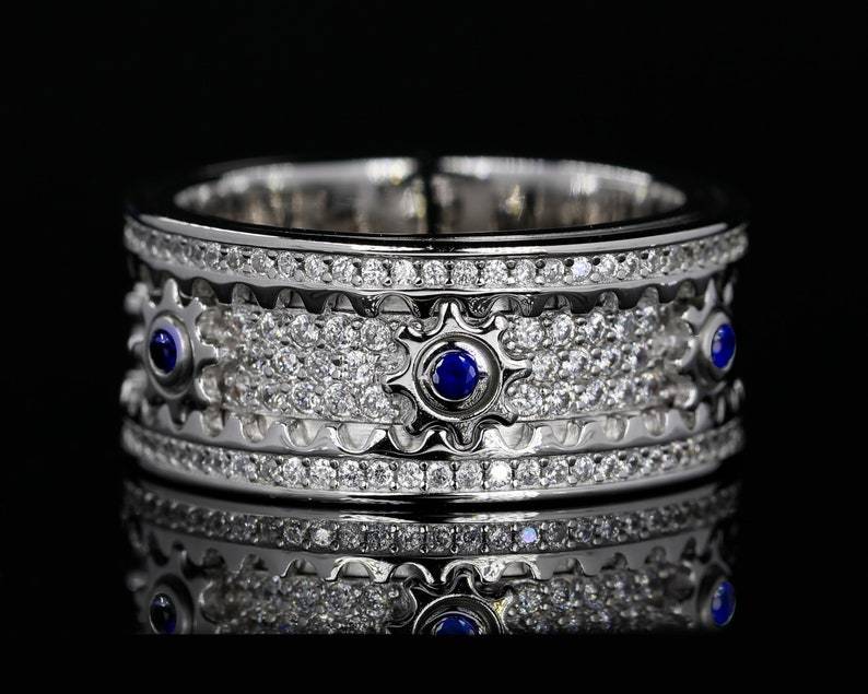 🎁 925 Sterling Silver Personalized Stress Reducing Rotatable Gear Ring 💎