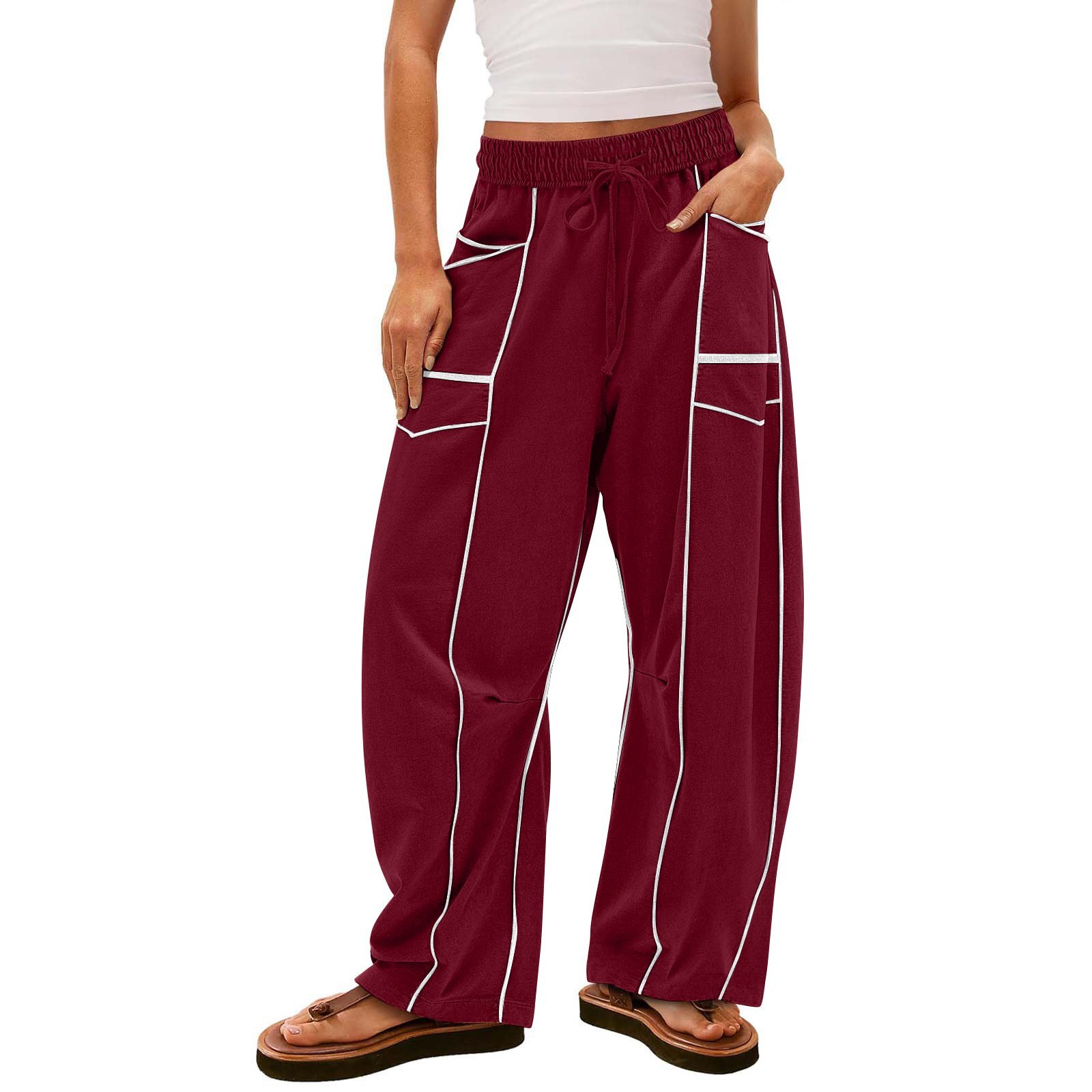 $10 off—this week only!🔥Womens Baggy Barrel Pants Wide Leg Lounge Drawstring Sweatpants with Pockets