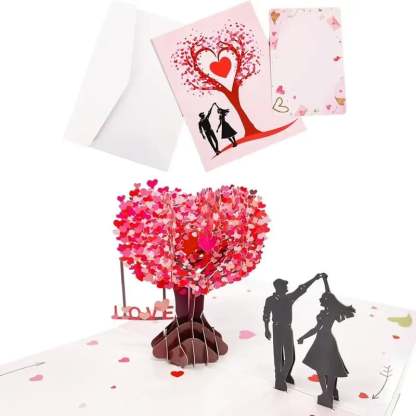 💐3D Pop-Up Anniversary Card - Romantic Love Tree & Hearts Design💌
