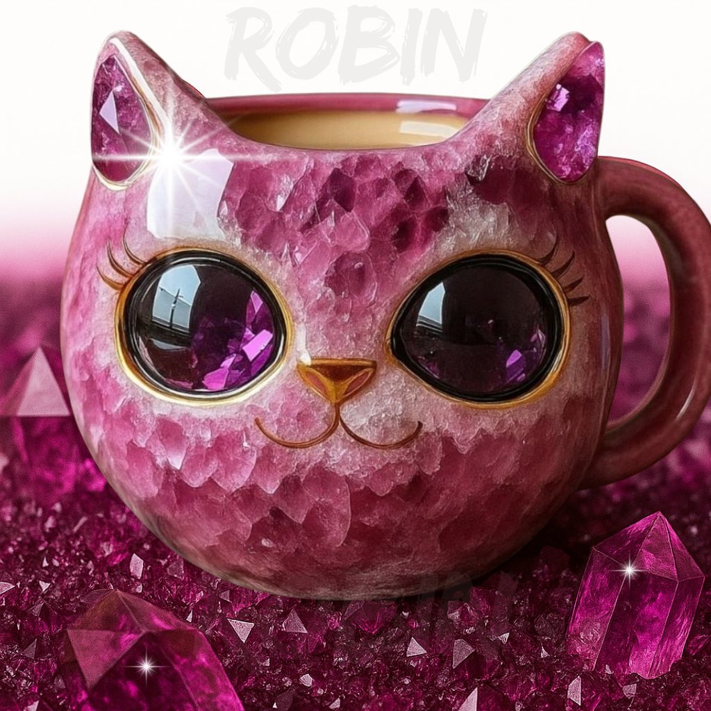 🔥☕ NEW HANDMADE Crystal Cat Face Mugs – Limited Edition