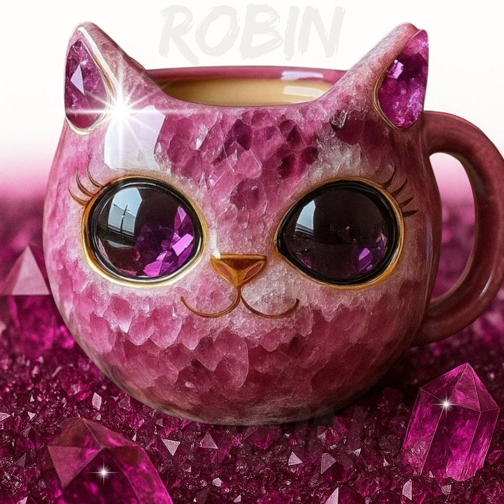 🔥☕ NEW HANDMADE Crystal Cat Face Mugs – Limited Edition