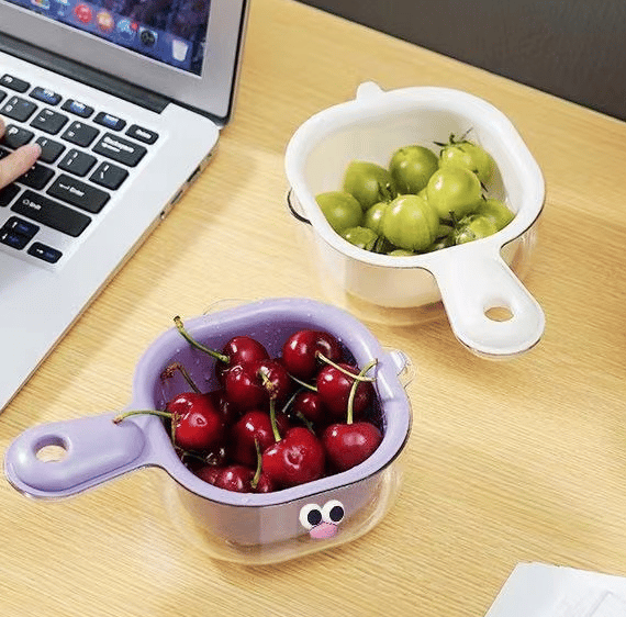 🔥Küche Zweischichtiger Abtropfkorb mit Griff