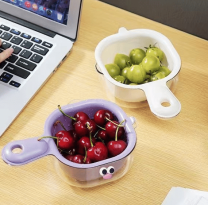 🔥Küche Zweischichtiger Abtropfkorb mit Griff