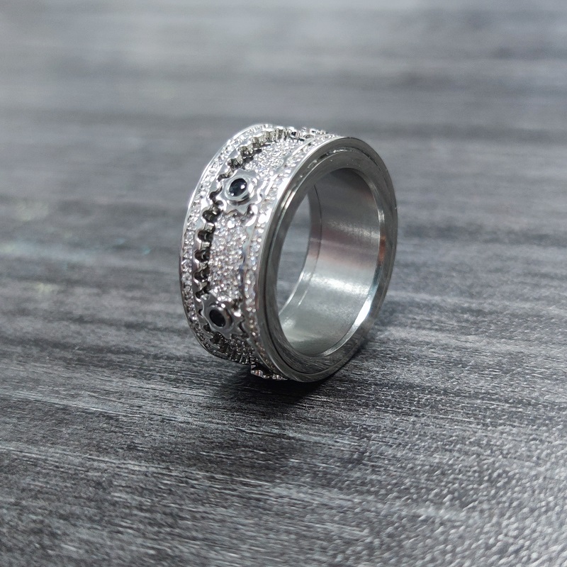 🎁 925 Sterling Silver Personalized Stress Reducing Rotatable Gear Ring 💎