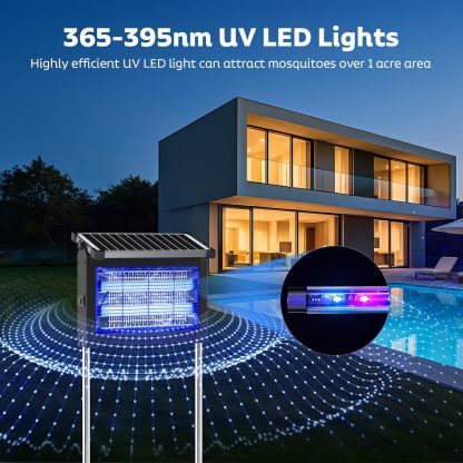 Solar Bug Zapper Outdoor, Mosquito Zapper Waterproof Electric Fly Zapper Rechargeable Mosquito Killer Lamp with 10W Solar Panel, 4500V Cordless Fly Trap for Backyard, Patio, Garden, RV, Camping