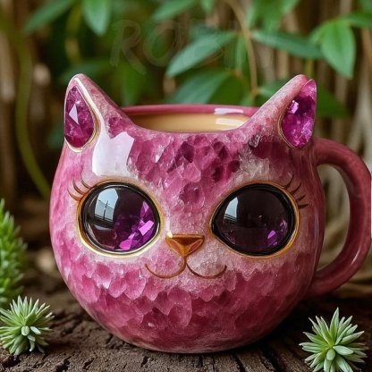 🔥☕ NEW HANDMADE Crystal Cat Face Mugs – Limited Edition