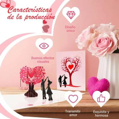 💐3D Pop-Up Anniversary Card - Romantic Love Tree & Hearts Design💌