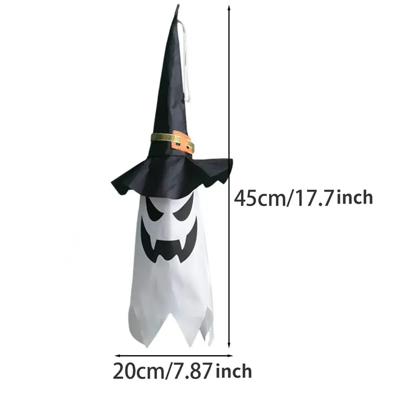 2pcs glowing ghost witch hat halloween decorations outdoor hanging lighted decor for yard tree and garden perfect for halloween parties and celebrations details 3