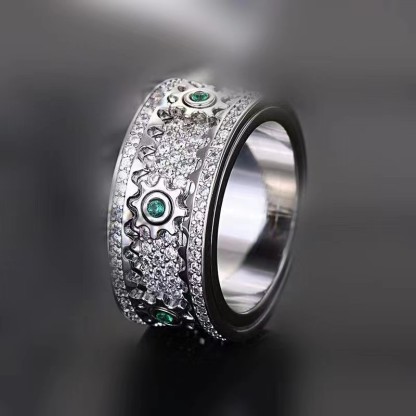 🎁 925 Sterling Silver Personalized Stress Reducing Rotatable Gear Ring 💎