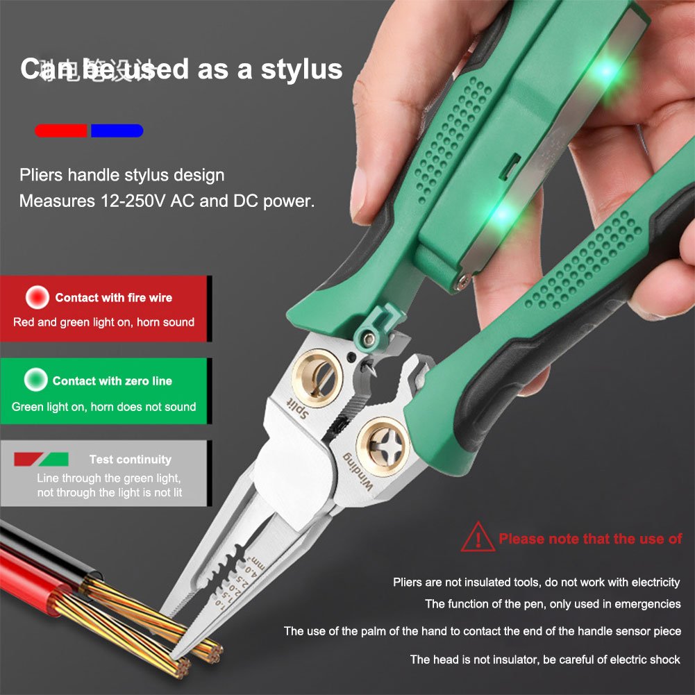 8 in 1 Wire Stripper with Voltage Tester, 8 in 1 wire stripping pliers, Multi-function Electric Wire Stripping Tool for Cutting and Pulling Pliers, Electrician Repair Tool