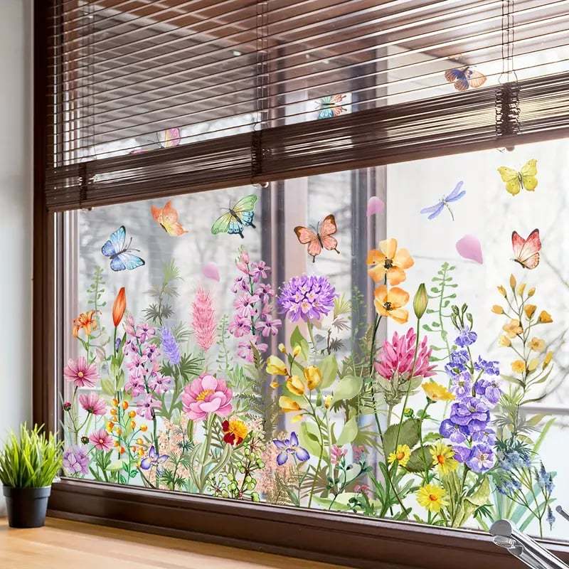 ✨LAST DAY: 49% OFF! - 💐Colorful Floral Bouquet Window Sticker🖼️(Cut to size freely)