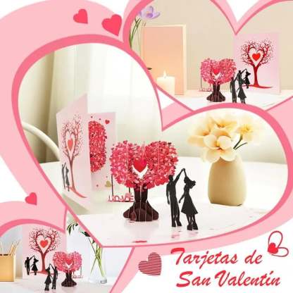 💐3D Pop-Up Anniversary Card - Romantic Love Tree & Hearts Design💌