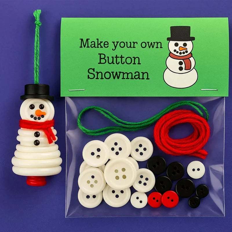 DIY Button Snowman Ornament Kit