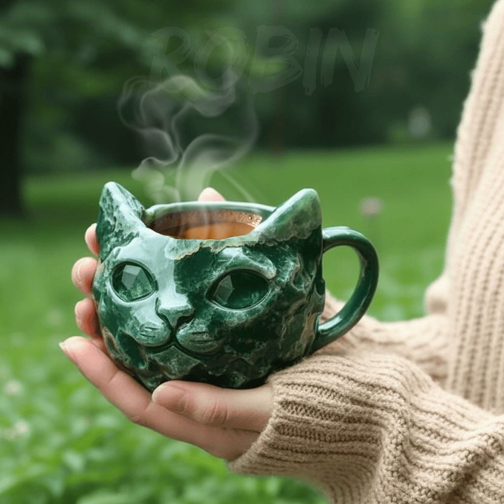 🔥☕ NEW HANDMADE Crystal Cat Face Mugs – Limited Edition