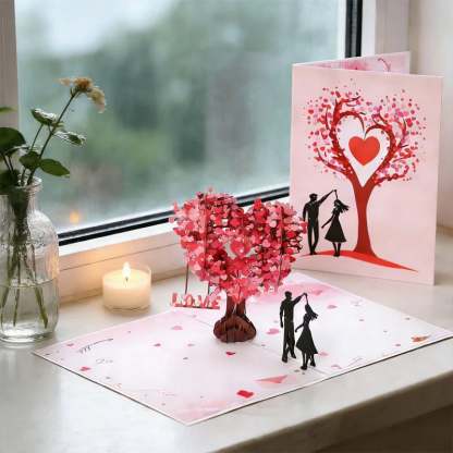 💐3D Pop-Up Anniversary Card - Romantic Love Tree & Hearts Design💌