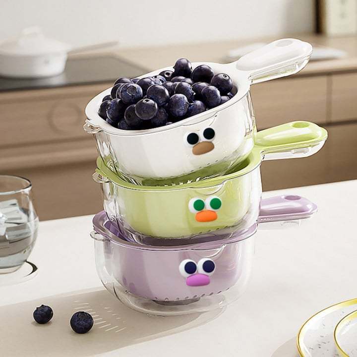 🔥Küche Zweischichtiger Abtropfkorb mit Griff