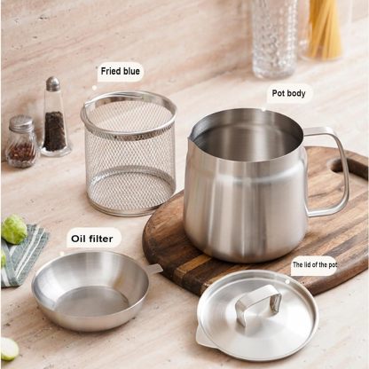 ✨2 - in - 1 304 Stainless Steel Multifunctional Oil Strainer Pot 👍