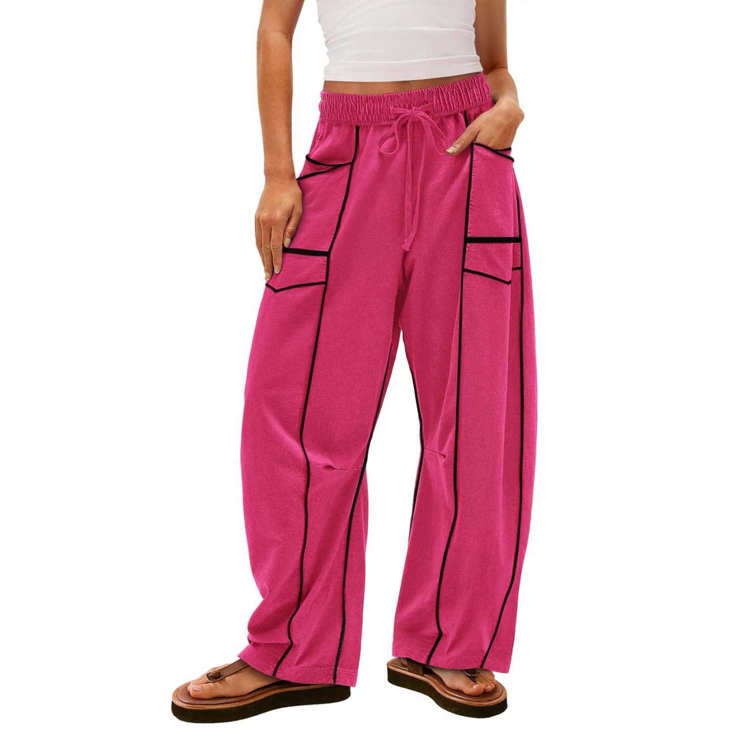 $10 off—this week only!🔥Womens Baggy Barrel Pants Wide Leg Lounge Drawstring Sweatpants with Pockets