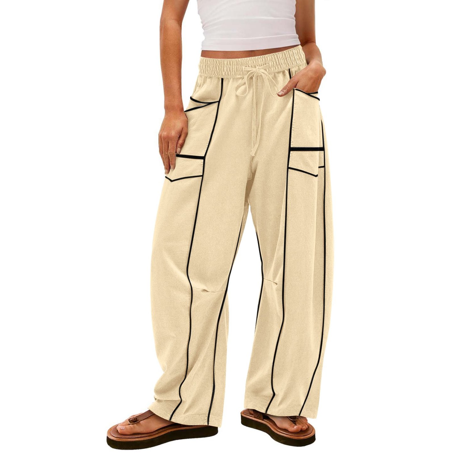 $10 off—this week only!🔥Womens Baggy Barrel Pants Wide Leg Lounge Drawstring Sweatpants with Pockets