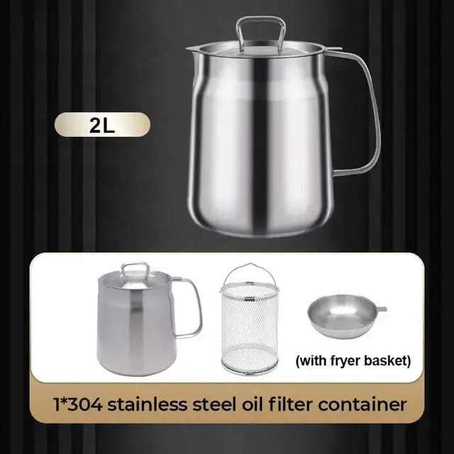 ✨2 - in - 1 304 Stainless Steel Multifunctional Oil Strainer Pot 👍