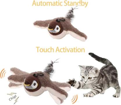 Flapping Bird Cat Toy – USB Rechargeable & Motion‐Activated Chirping Bird