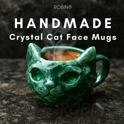 🔥☕ NEW HANDMADE Crystal Cat Face Mugs – Limited Edition