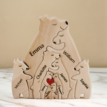 Puzzle Personalizzato Per Famiglie Con Orsi In Legno, Nomi Personalizzati, Regali Per Decorazioni Per La Casa