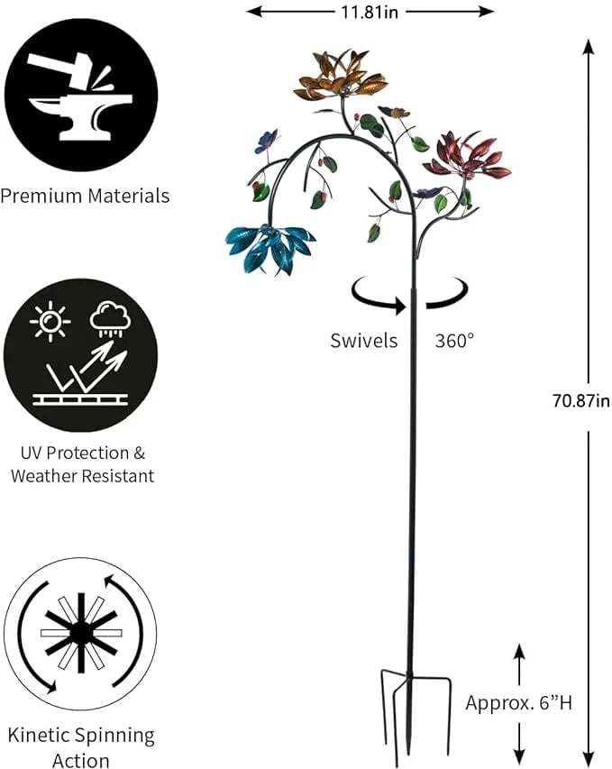 🔥Last Day 70% OFF 🏠Beautiful Multi Colored Flowers Wind Spinner