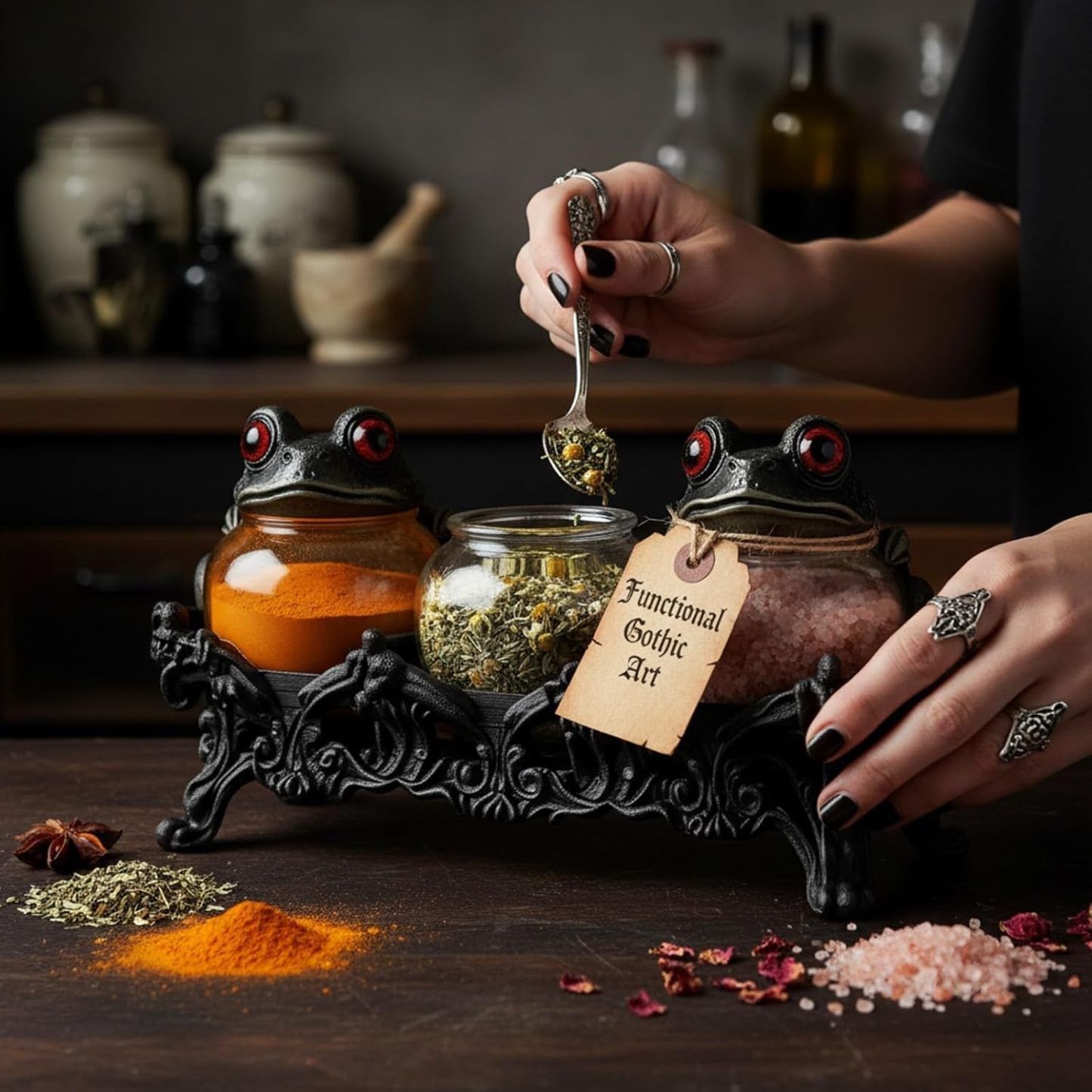 Handcrafted Witchy Frog Apothecary Spice Jars 🐸🧙