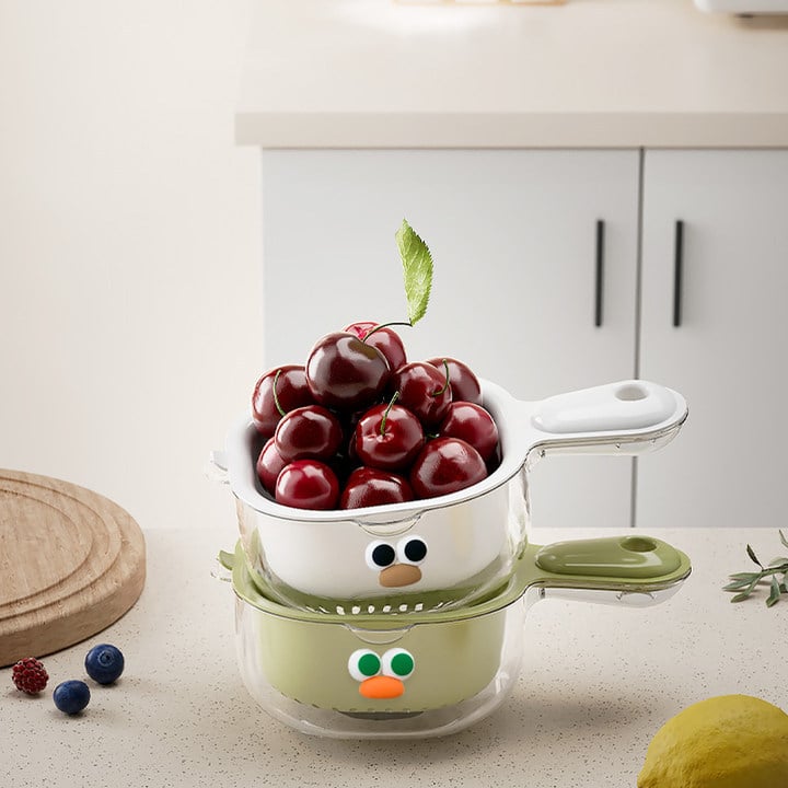 🔥Küche Zweischichtiger Abtropfkorb mit Griff