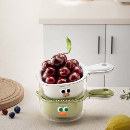 🔥Küche Zweischichtiger Abtropfkorb mit Griff