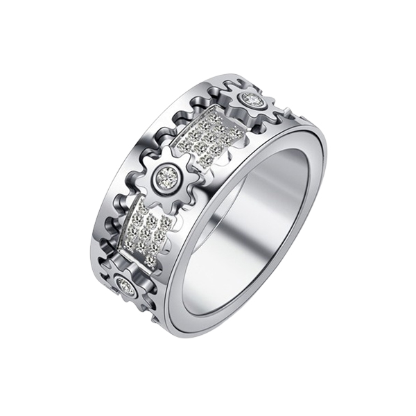 🎁 925 Sterling Silver Personalized Stress Reducing Rotatable Gear Ring 💎
